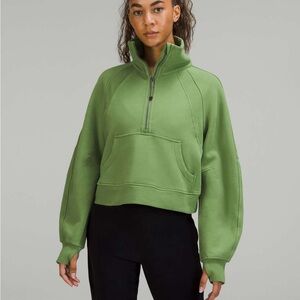 Lululemon Scuba Oversized Funnel Neck Half Zip Green Foliage